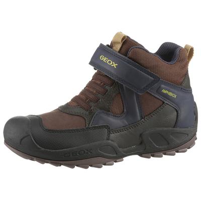 Winterstiefel GEOX "J NEW SAVAGE BOY B ABX", Kinder, Gr. 34, braun (braun, navy), Lederimitat, Textil, casual, Schuhe, Trekkingboots, Winterstiefel, Kindergartenschuh mit Warmfutter Image