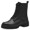Schnürstiefelette MARCO TOZZI, Damen, Gr. 38, schwarz, Textil, Lederimitat, unifarben, modisch, Schuhe, Blockabsatz, Schnürboots mit Nieten am Sohenrand