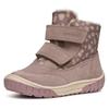 Winterboots GEOX "B OMAR GIRL WPF", Kinder, Gr. 21, beige (dunkelbeige), Veloursleder, Textil, Glitzer, Schuhe, Klettstiefel, Babystiefel Winterstiefel mit schönem Muster
