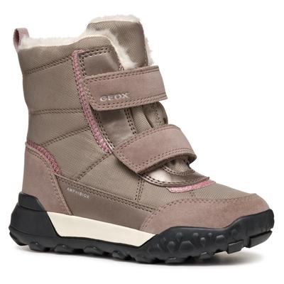 Winterstiefel GEOX "J TREKKYUP GIRL B ABX", Kinder, Gr. 29, beige (dunkelbeige), Textil, Veloursleder, Lederimitat, casual, Schuhe, Klettstiefel, Snowboots, Winterstiefel mit Warmfutter Image
