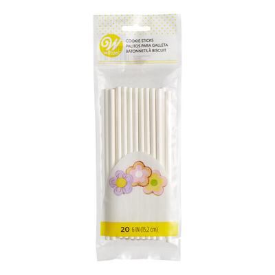 Wilton 6'' x 1/4'' White Paper Cookie Stick - 20/Pack