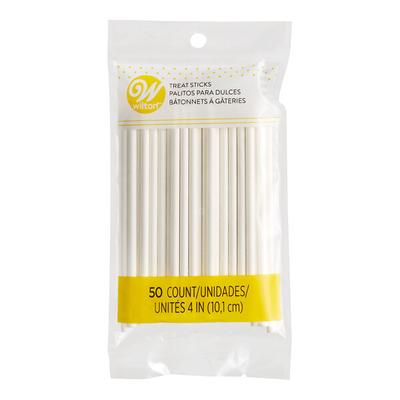 Wilton 4'' x 1/8'' White Paper Treat Stick - 50/Pack