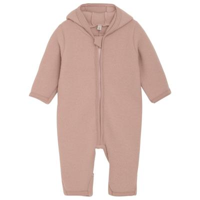 Huttelihut - Baby's Pram Suit Bear Ears Wool Fleece - Overall Gr 68 braun/rosa Image