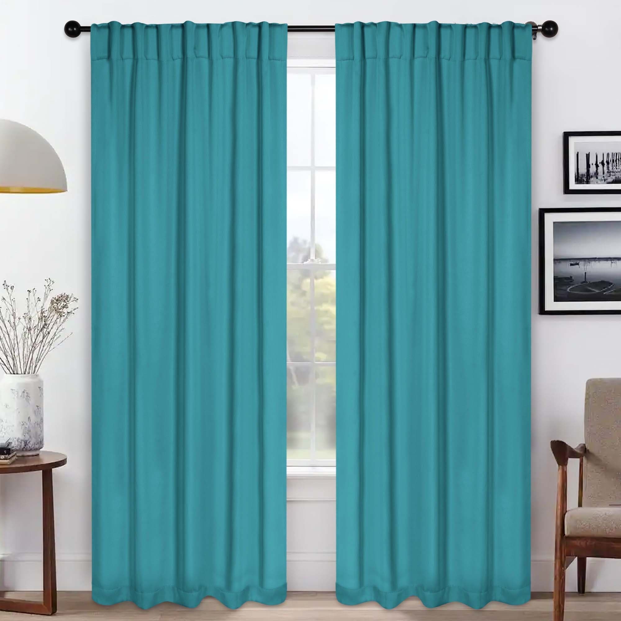 Superior Solid Machine Washable Room Darkening Blackout Curtains with Back Tabs, Set of 2