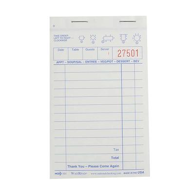 National Checking Company 101SP Guest Check - (2) Parts Booked, (13) Lines, White