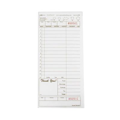 National Checking Company T4932SP Guest Check - 1 Part Booked, 1 Lines, Tan