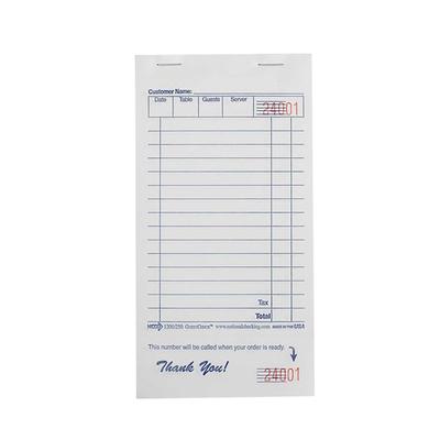 National Checking Company 1200SP Guest Check - 1 Part Booked, 1 Lines, White