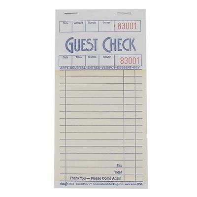 National Checking Company S3674 Guest Check - (1) Part Booked, (13) Lines