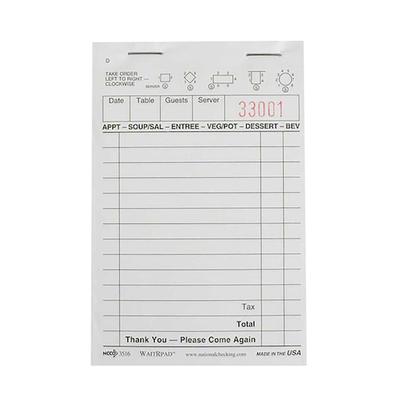 National Checking Company 3516 Guest Check - 1 Part Booked, 1 Lines, White