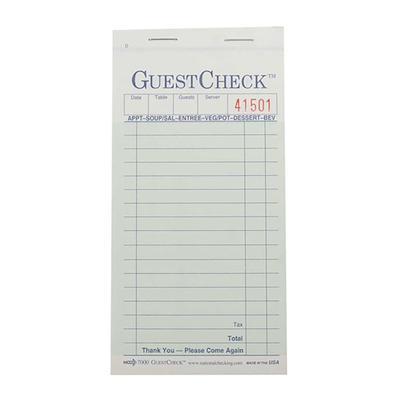 National Checking Company G7000SP Guest Check - (2) Parts Booked, (17) Lines, Green