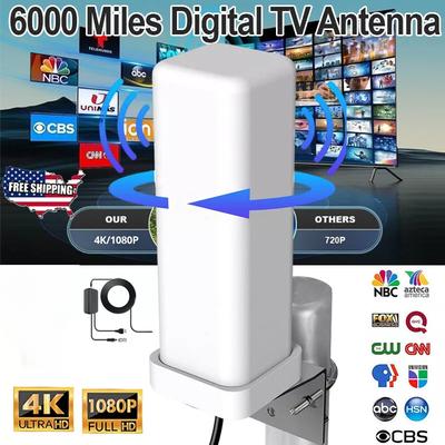 TEMU Outdoor Tv Antenna, Digital High-definition Tv, 4k Amplification, Remote 360 Ultra-high Frequency Vhf Frequency Modulation