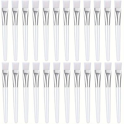 TEMU 24pcs Facial Mask Brushes, Soft Synthetic Bristles For Even Application, Professional Beauty Tool, White Handle, Skin Care Mask Applicator For Face And Body