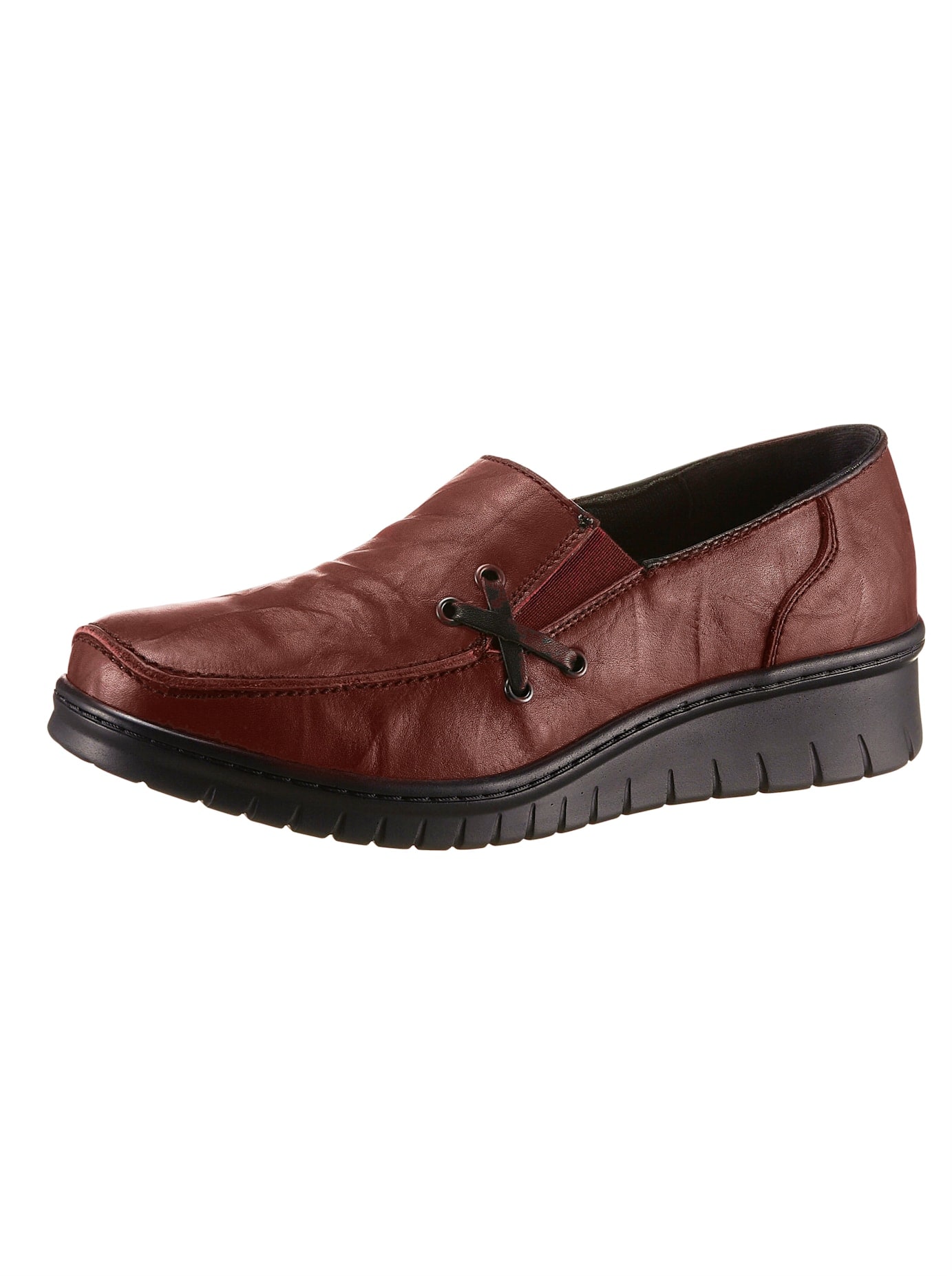 Slipper LORETTA, Damen, Gr. 38, rot (bordeaux), Leder, Sportlich, Schuhe Slipper