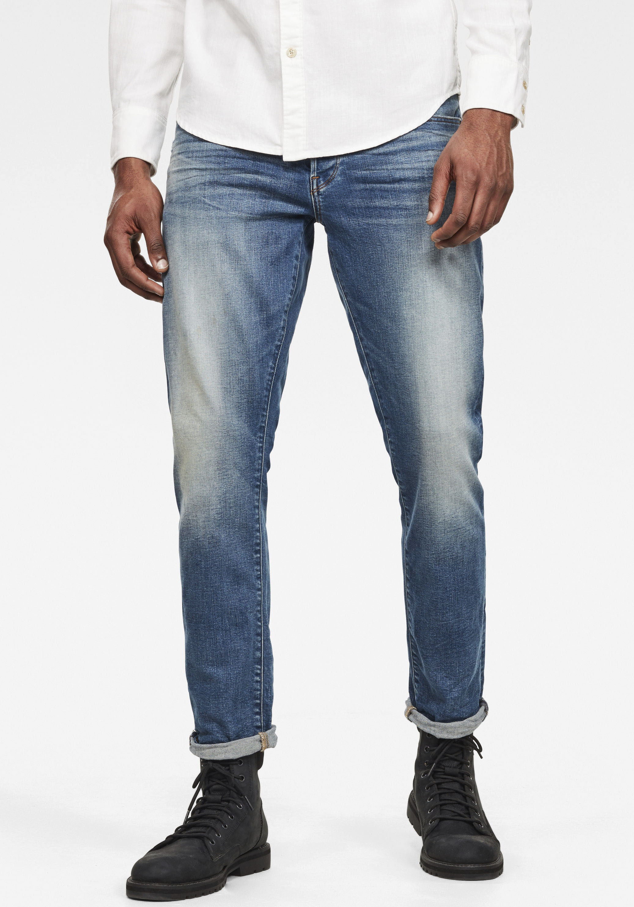 Regular-fit-Jeans G-STAR "3301 Straight Tapered", Herren, Gr. 32, Länge 32, blau (modern vintage blau), Denim/Jeans, Obermaterial: 99% Baumwolle, 1% Elasthan, normal normal, Jeans