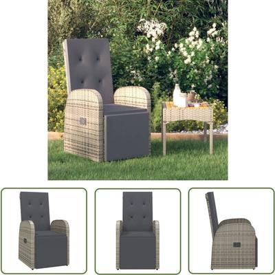The Living Store Garten-Liegestuhl mit Auflage Poly Rattan Grau - Gartensessel - Outdoor-Sessel Image