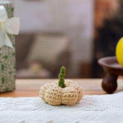 Cute Beige Pumpkin,'Crocheted Halloween Pumpkin Home Accent in Beige Shade'