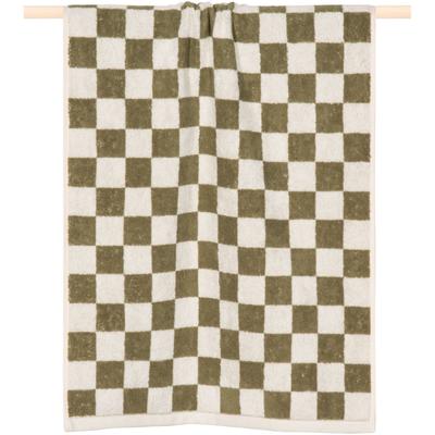 Badetuch PAD "Chess", grün (olive), B:70cm L:140cm, Frottee, Frottee, Handtücher (Packung), Made in Europe