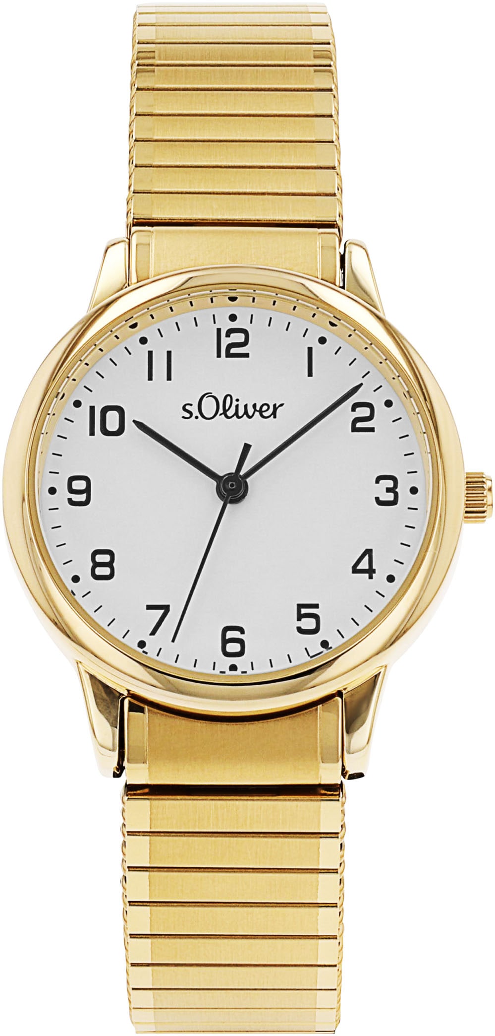 Quarzuhr S.OLIVER, gold (goldfarben), Armbanduhren, Damen, Armbanduhr, Damenuhr, Edelstahlarmband, Flexband, Zugband