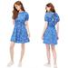 J. Crew Dresses | J. Crew Puff-Sleeve Tie-Back Mini Dress Blue Pink Floral Size 4 Nwt By528 | Color: Blue/Pink | Size: 4