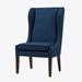 Side Chair - Latitude Run® Grey Polyester Side Chair w/ Nailhead Trim & 4 Legs brownPolyester in Dark Blue | 45.63" H X 28.50" W X 26.25" D | Wayfair