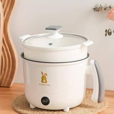 TEMU 2l Plug Electric Hot Pot, 1-3 People Portable Fondue Pot, Multifunctional Electric Ramen Cooker For / Stew/ Steam, Ramen, Egg, Pasta, Dumpling, Soup, , Oatmeal (with Steamer