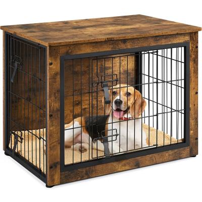 Yaheetech - Hundekäfig Möbel mit Hundedecke & 2 Türen, Hundebox für Zuhause, Moderne Hundehütte