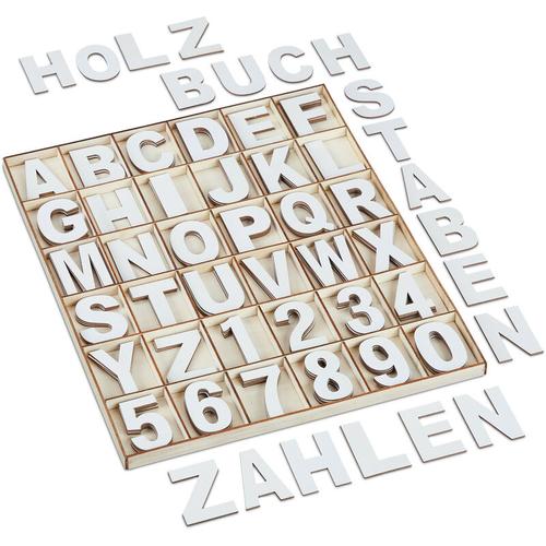 Holzbuchstaben & Holzzahlen, 144-tlg. Set, Großbuchstaben a-z, Zahlen 0-9, 5 cm, Holzdeko zum