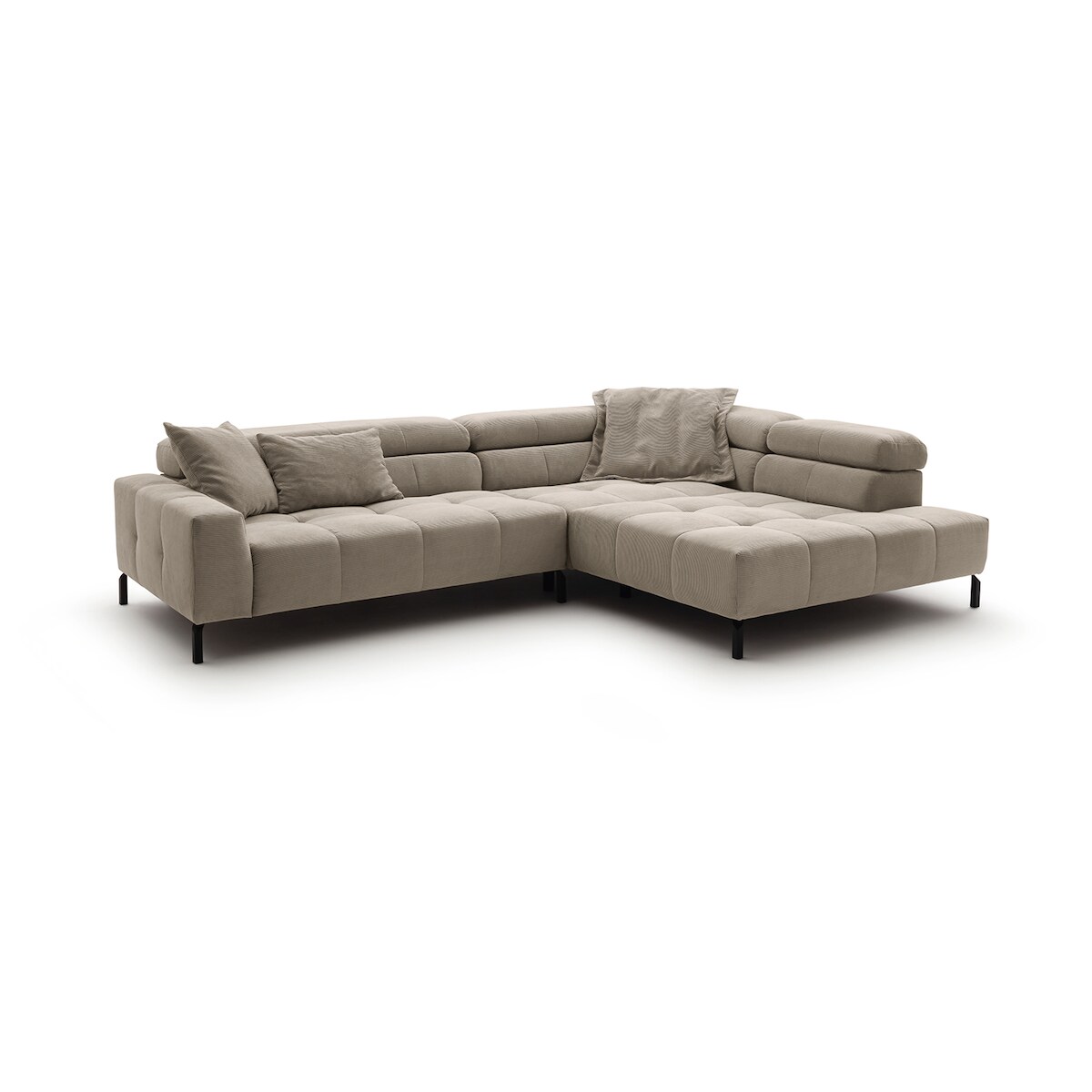 KAWOLA Sofa OHIO Ecksofa Feincord beige Recamiere rechts Image