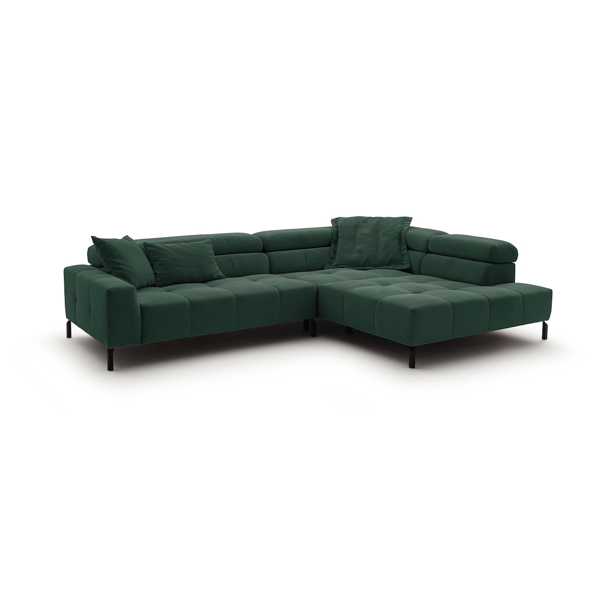 KAWOLA Sofa OHIO Ecksofa Feincord grün Recamiere rechts Image