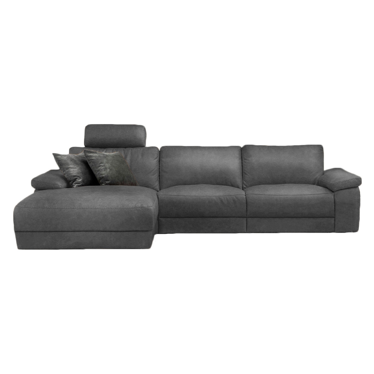 KAWOLA Sofa LOLA Ecksofa XL Stoff grau mit motorischer Relaxfunktion Recamiere links Image