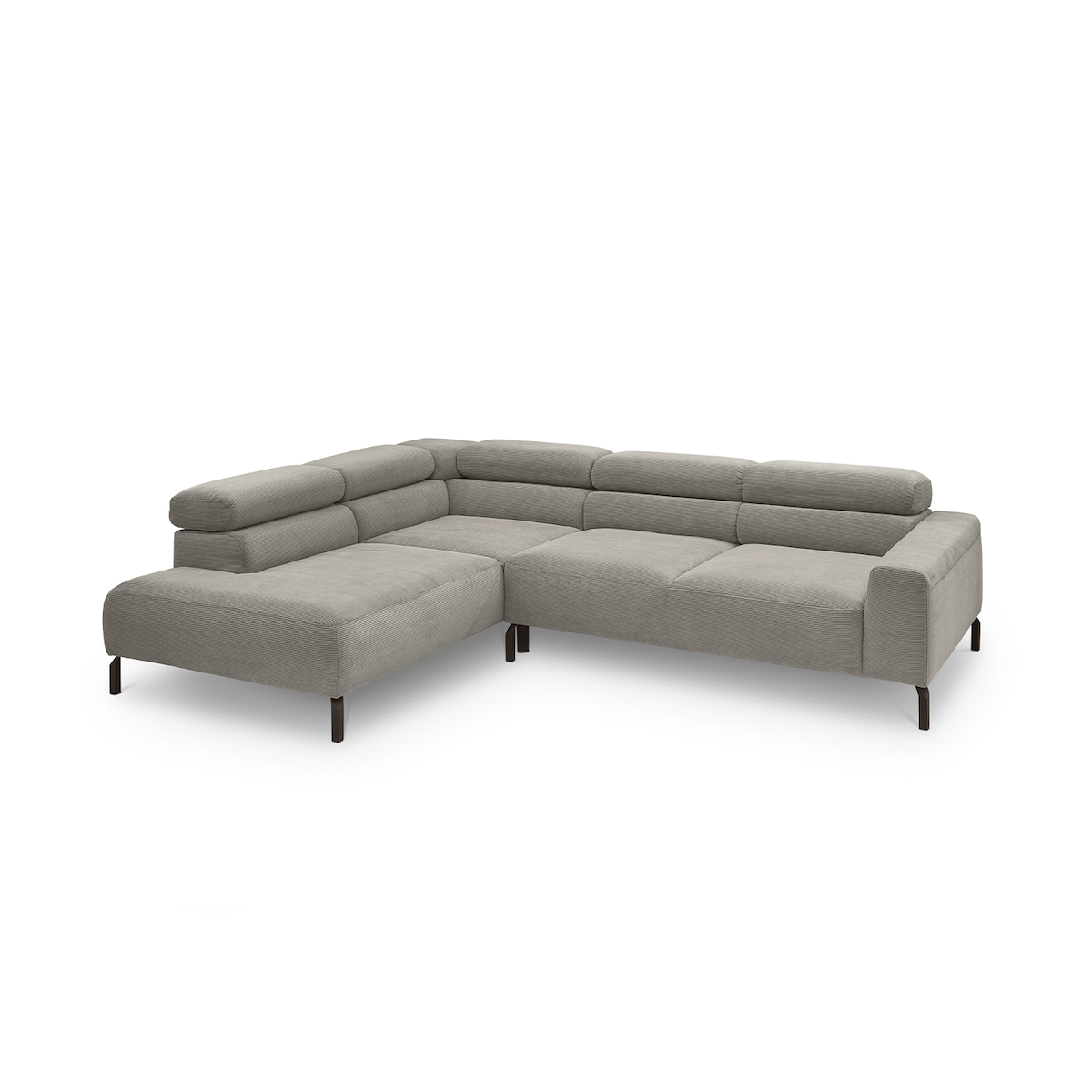 KAWOLA Sofa DELIA Ecksofa Feincord grau mit motorischem Sitzvorzug Recamiere links Image