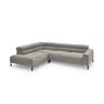 KAWOLA Sofa DELIA Ecksofa Feincord grau mit motorischem Sitzvorzug Recamiere links