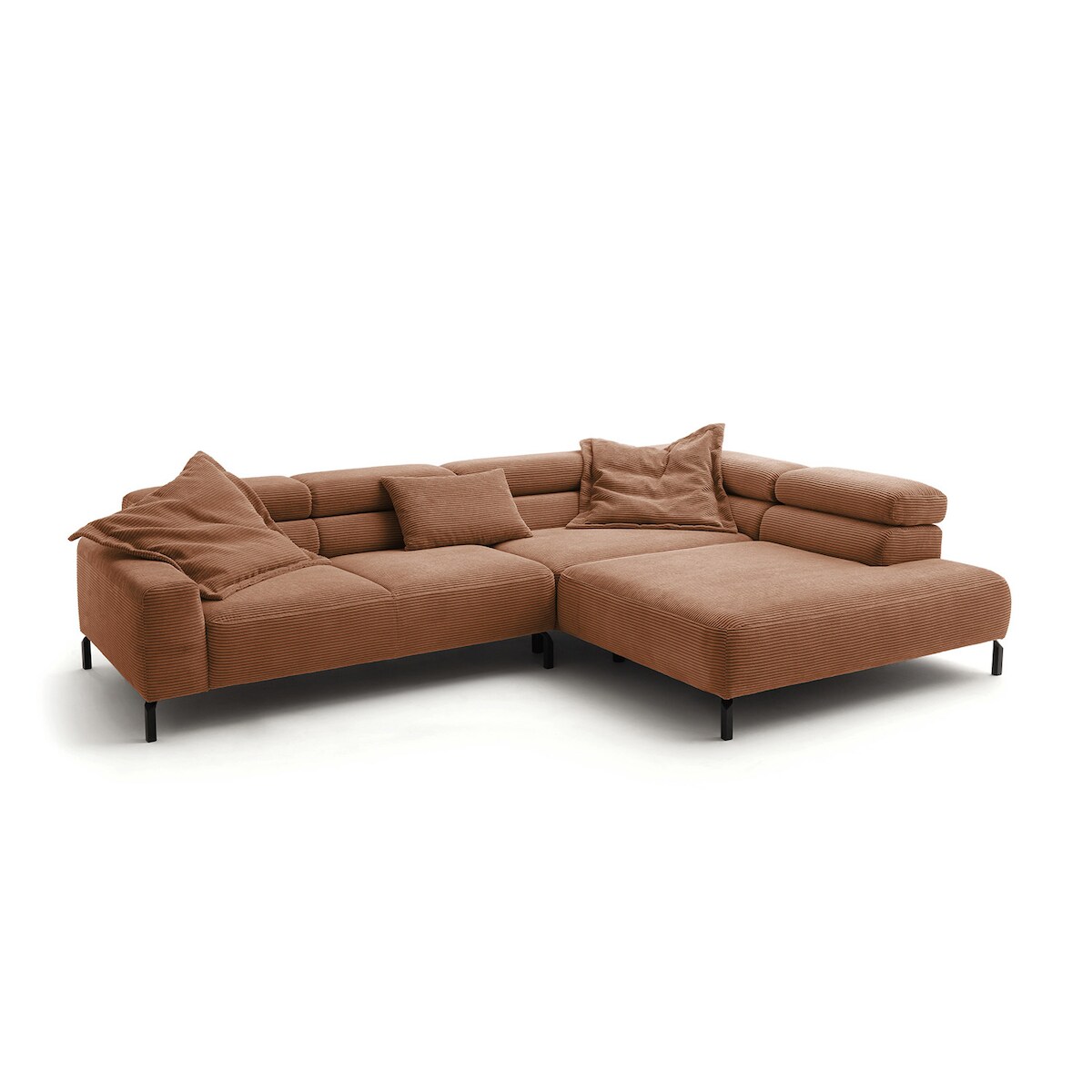 KAWOLA Sofa DELIA Ecksofa XL Cord rost Recamiere rechts Image
