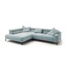 KAWOLA Sofa DELIA Ecksofa Cord hellblau mit motorischem Sitzvorzug Recamiere links