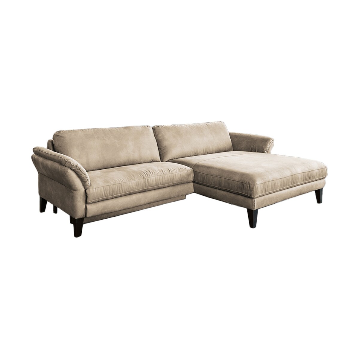 KAWOLA Sofa MALTA Ecksofa Stoff beige Recamiere rechts Image