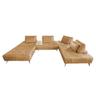 KAWOLA Sofa WIOLO Ecksofa Leder mit Hocker cognac