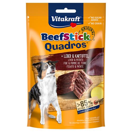 Sparpaket: 7x70g Vitakraft Beef Stick Quadros Leber & Kartoffel Hundesnacks