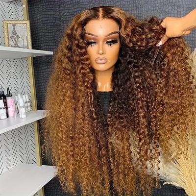 TEMU 200% Density Highlight 13x4 Ombre Lace Front Wig Human Hair Pre Hd Transparent 4/27 Honey Blonde Lace Frontal Wigs With Baby Hair Colored Lace Front Wig Human Hair For Women