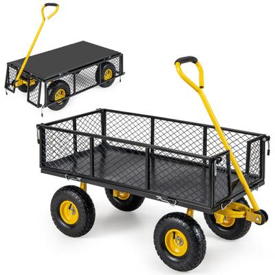 Costway Utility Garden Wagon with 4 Removable Side Panels and 900/1200 LBS Load Capacity-43 X21 X 36 Inch