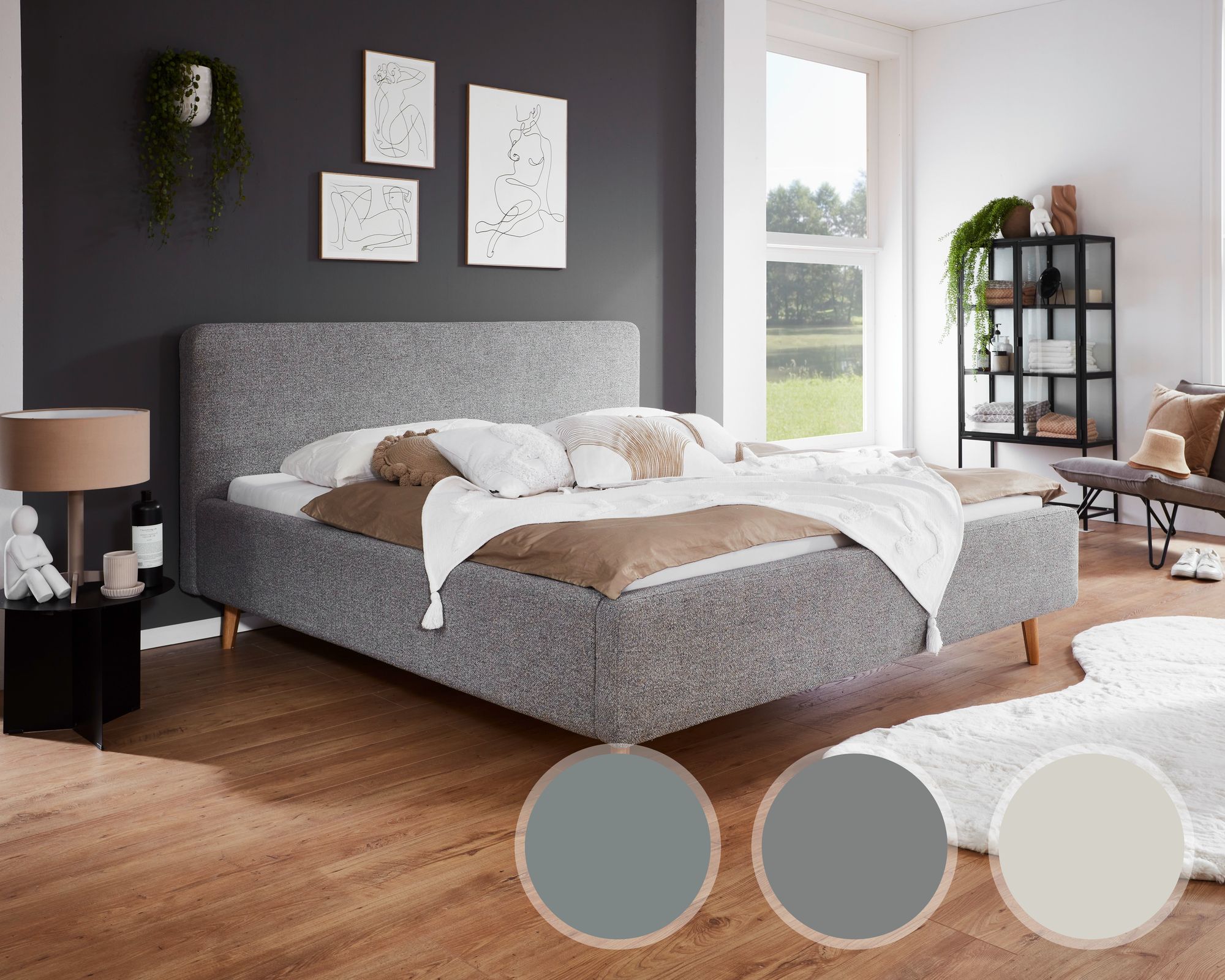 meise.möbel »Mattis« Polsterbett Webstoff mit Bettkasten 180x200 cm / beige / ohne Bettkasten