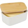 Portaburro con Coperchio in Bambù, Contenitore Ceramica Porta Burro 250 g, hlp 7,5x16x10,5 cm,