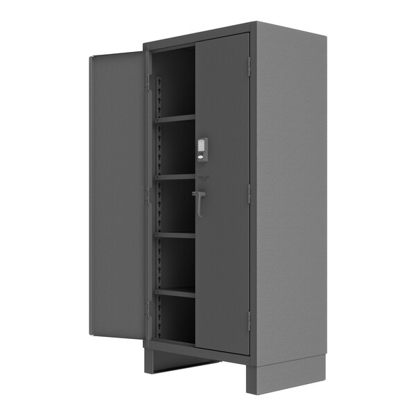 Durham Mfg 36" x 24" x 78" 14 Gauge Steel 4-Shelf Access Control Storage Cabinet with CompX Electronic Lock 3702CX-BLP4S-95