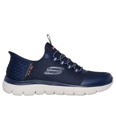 Skechers Boy's Slip-ins: Summits - High Range Sneaker | Size 12.5 | Navy/Orange | Textile/Synthetic | Vegan | Machine Washable
