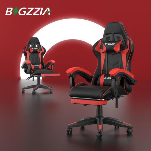 Gaming Stuhle 136kg - bigzzia gaming Stuhl mit Fußstütze - Ergonomischer Gaming Sessel mit