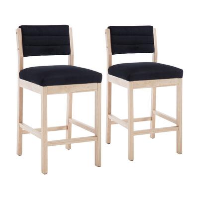 Barhocker 2er Set Tresenhocker Moderne gepolsterter Barstuhl mit Holzrückenlehne Küchenhocker aus Image