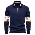 felpe con collo finto e cerniera a un quarto da uomo, pullover casual patchwork, felpa in misto cotone per uomo