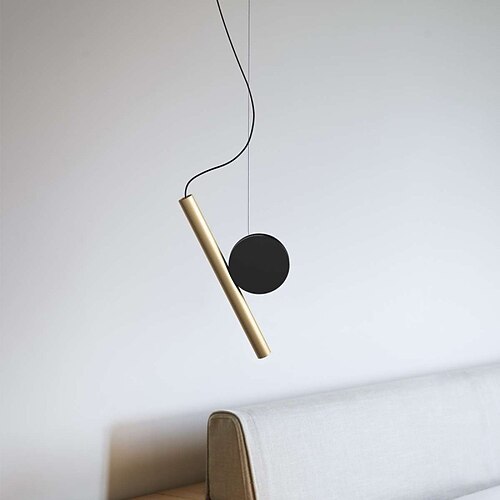 LED-Pendelleuchte, modernes Licht aus der Mitte des Jahrhunderts, 3-farbiges Licht, Hängelampe, lange Röhrenlampe, 1-flammig, 12 cm, für Schlafzimmer, Cafés, 110–240V Image