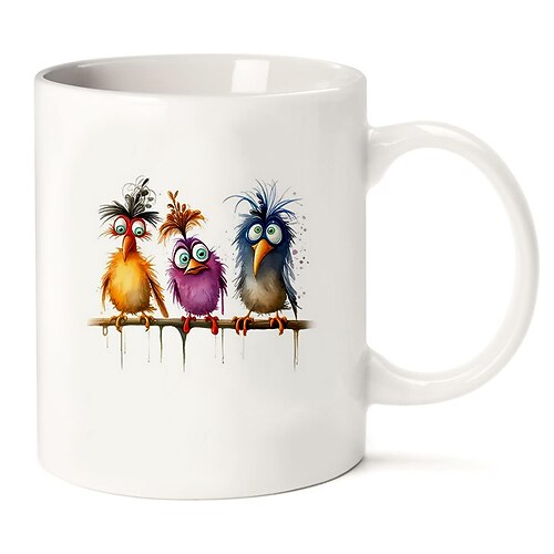 Vogel-Kaffeetasse, 312 ml, Keramiktasse, lustige Tasse, lustige Kaffeetasse für Familie/Freunde/Schwester/Kollegin, originelle Kaffeetasse, Sommer-Winter-Trinkgeschirr, Party-/Geburtstagsgeschenk Image