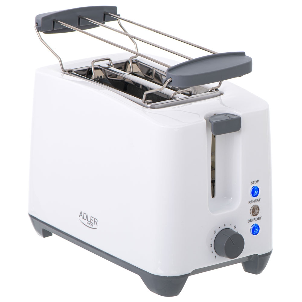Adler AD 3216 Toaster mit Kunststoffgehäuse, Stoppfunktion, Auftaufunktion, Brötchenrost Image