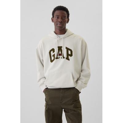Gap Mens White Heavyweight Heritage Logo Hoodie - White